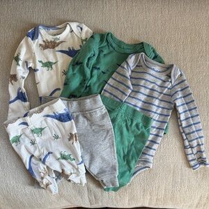 Kids Dinosaur and Striped Matching Set